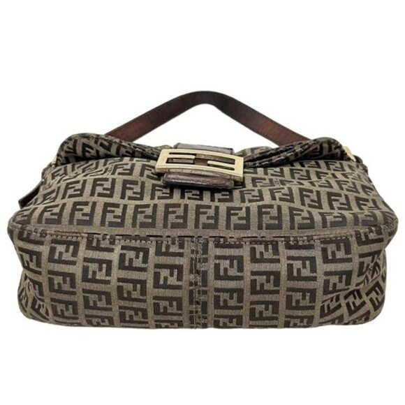 Authentic FENDI Mamma Zucca Zucchino Bucket Baguette Tan Gold Flap Bag Purse - Picture 5 of 15